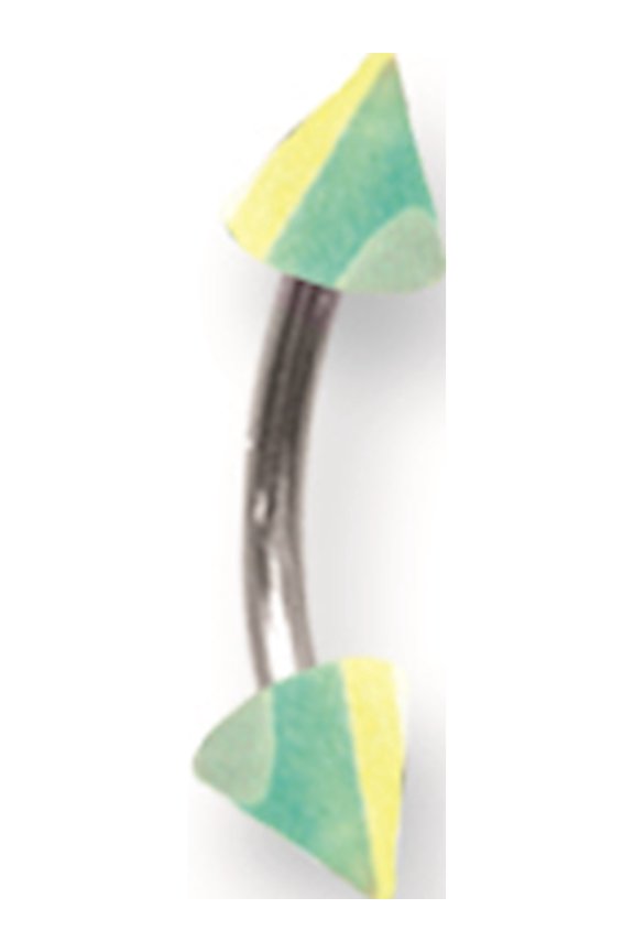 Designer Stainless Steel Sgss Curv Bb W Acrylic Vert Layered Cones 16G (1.3Mm) 5/16 (8Mm) Long Made In China -Jewelry By Sweet Pea Creations