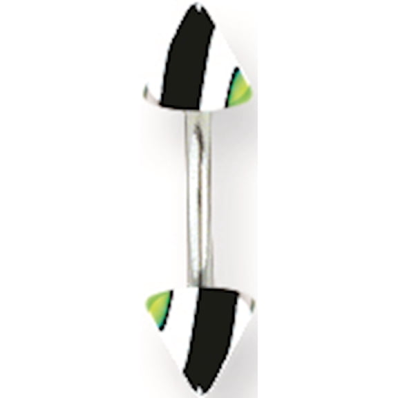 Designer Stainless Steel Sgss Curv Bb W Acrylic Vert Racer Stripe Cones 16G (1.3Mm) 3/8 (10Mm) L Made In China -Jewelry By Sweet Pea Creations