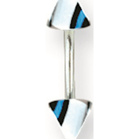 Designer Stainless Steel Sgss Curv Bb W Acrylic Vert Racer Stripe Cones 16G (1.3Mm) 3/8 (10Mm) L Made In China -Jewelry By Sweet Pea Creations