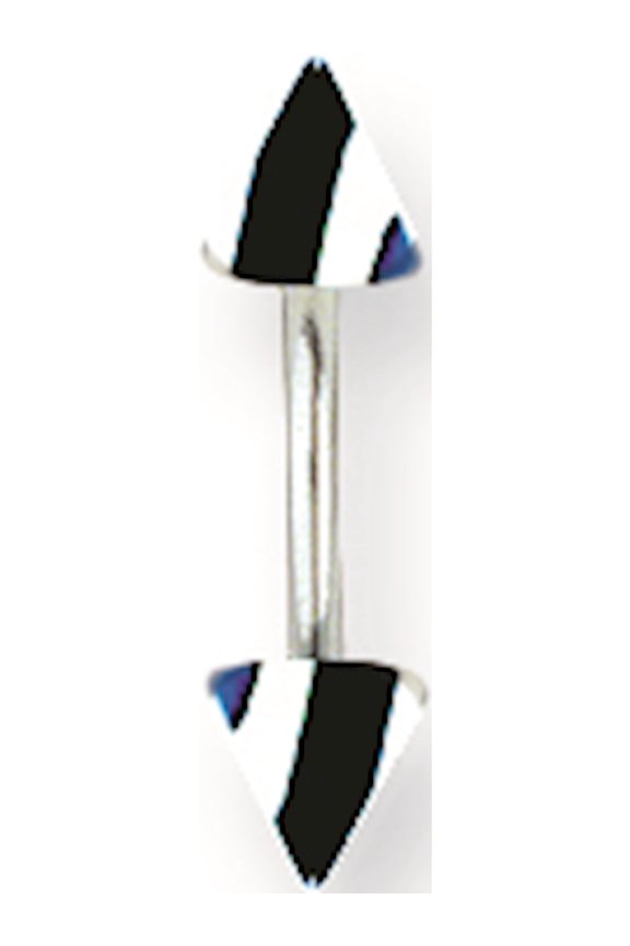 Designer Stainless Steel Sgss Curv Bb W Acrylic Vert Racer Stripe Cones 16G (1.3Mm) 5/16 (8Mm) L Made In China -Jewelry By Sweet Pea Creations