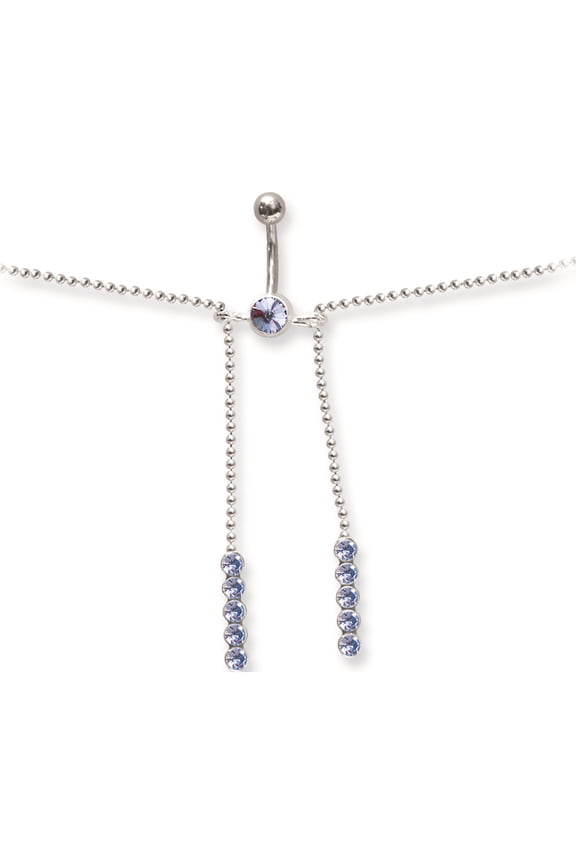 Designer Stainless Steel Sgss Gem Curv Bb With Belly Chain & 2 Charms Attached 14G (1.6Mm) 7/16 (1 Made In China -Jewelry By Sweet Pea Creations