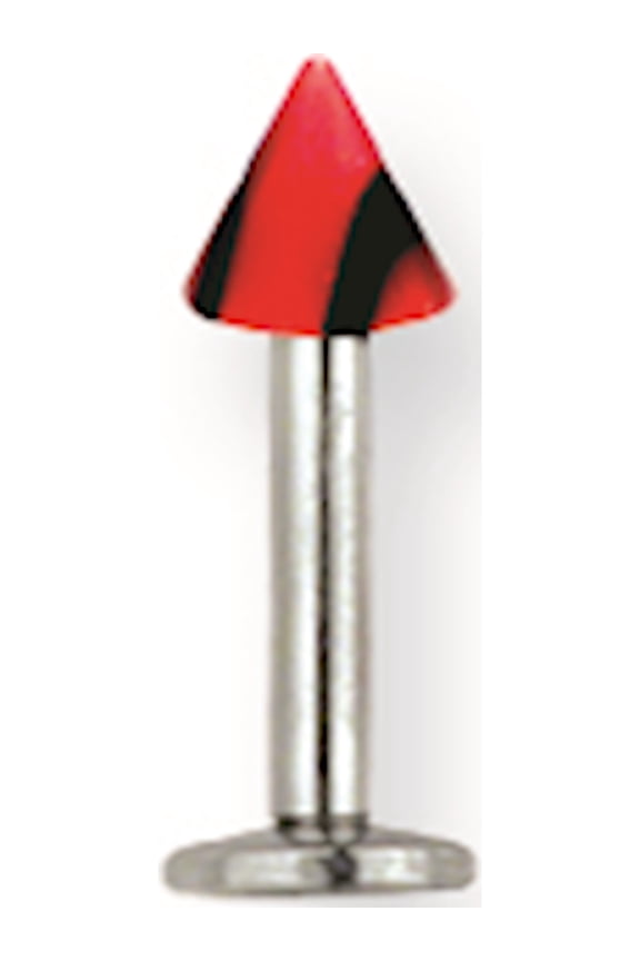 Designer Stainless Steel Sgss Labret W Acrylic Vert Racer Stripe Cone 14G (1.6Mm) 5/16 (8Mm) Lon Made In China -Jewelry By Sweet Pea Creations