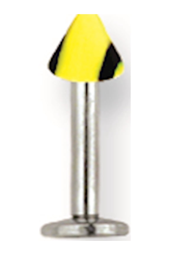 Designer Stainless Steel Sgss Labret W Acrylic Vert Racer Stripe Cone 14G (1.6Mm) 5/16 (8Mm) Lon Made In China -Jewelry By Sweet Pea Creations