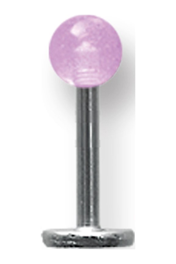 Designer Stainless Steel Sgss Labret W Thrd Glow Ball End 14G (1.6Mm) 5/16 (8Mm) Long 4Mm Made In China -Jewelry By Sweet Pea Creations