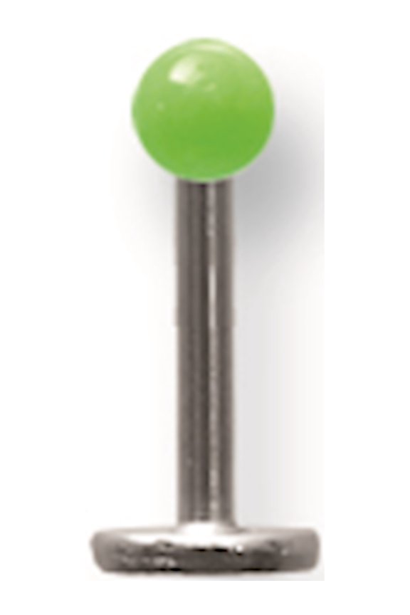 Designer Stainless Steel Sgss Labret W Thrd Glow Ball End 16G (1.3Mm) 5/16 (8Mm) Long 3Mm Made In China -Jewelry By Sweet Pea Creations