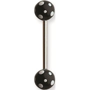 Designer Stainless Steel Sgss Straight Bb W 2 Acrylic Polka Dotted Balls Made In China -Jewelry By Sweet Pea Creations