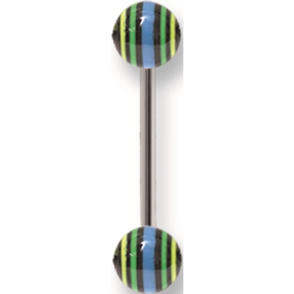 Designer Stainless Steel Stl Straight Bb W Acrylic Neon Layered Balls 14G (1.6Mm) 5/8 Made In China -Jewelry By Sweet Pea Creations