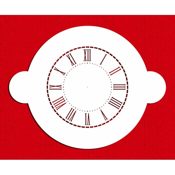 Designer Stencils 4.5 Inch Clock Cake Stencil, Beige/semi-transparent