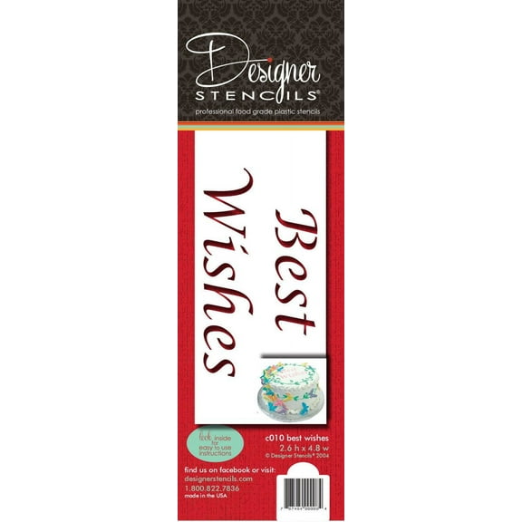 Designer Stencils Best Wishes Cake Stencil, Beige/semi-transparent