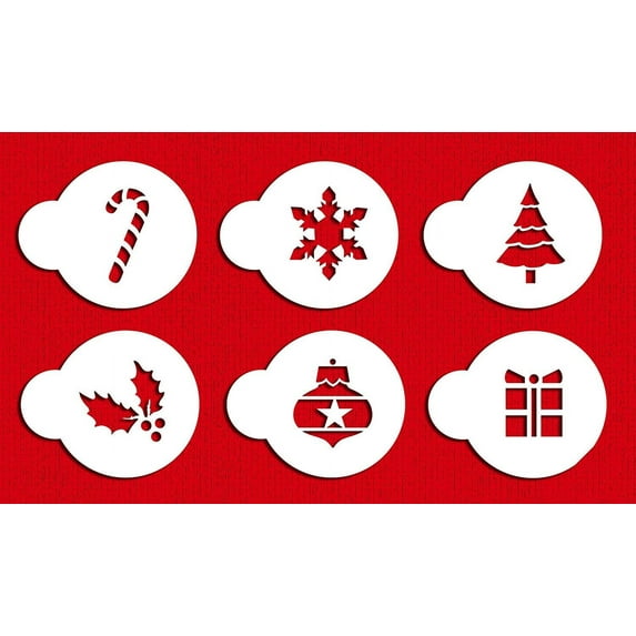 Designer Stencils C073 Holiday Cupcake and Cookie Stencil Tops, Beige/semi-transparent