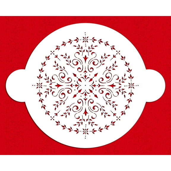 Designer Stencils C098 Round Medallion Cake Stencil, Beige/semi-Transparent