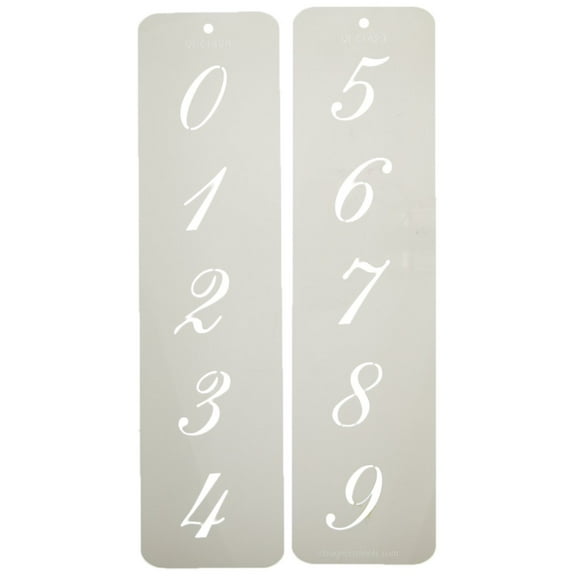 Designer Stencils C142 1.75 Inch Script Numbers Cake Stencils, Beige/semi-transparent