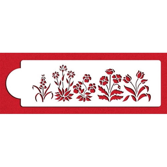Designer Stencils C223 Spring Garden Cake Stencil Side, Beige/semi-transparent