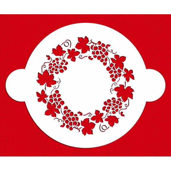 Designer Stencils C237 Grapevine Circle Cake Stencil, Beige/semi-transparent
