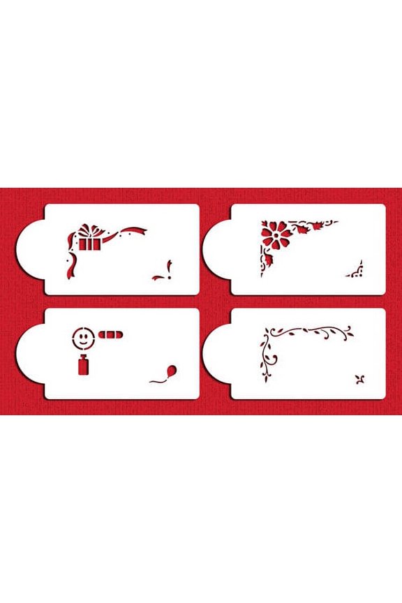 C247 Celebration Corners Cookie Stencils, Beige/semi-transparent