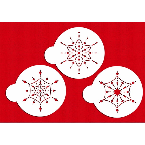 Designer Stencils C278 Large Jeweled Snowflakes Stencils, Beige/semi-transparent