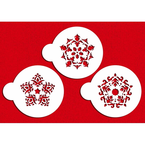 Designer Stencils Five Point Rosettes Cookie Stencils, Beige/semi-transparent