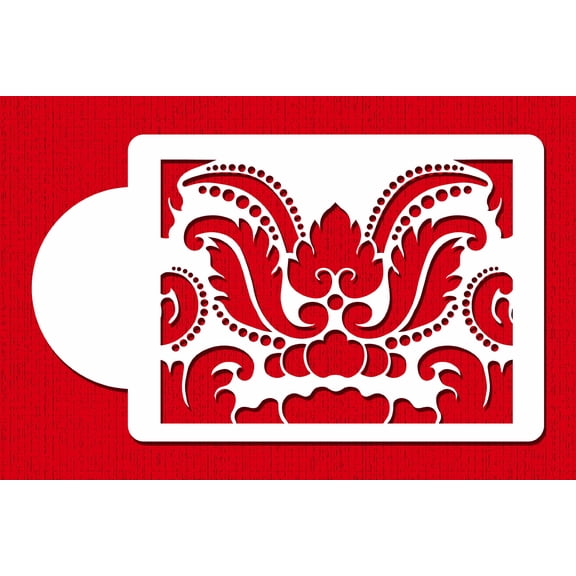 Designer Stencils C401 Damask Cake Tier 1 Cake Stencil, Beige/semi-transparent