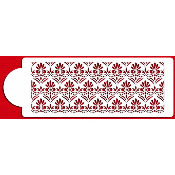 Designer Stencils Fleur De Lis Cake Stencil Side 5, Beige/semi-transparent