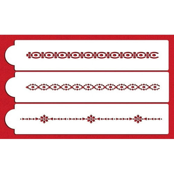 Designer Stencils C565 Three Marquetry Cake Stencil Sides, Beige/semi-transparent