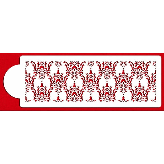 Designer Stencils Filigree Damask 4 Inch Cake Stencil, Beige/semi-transparent