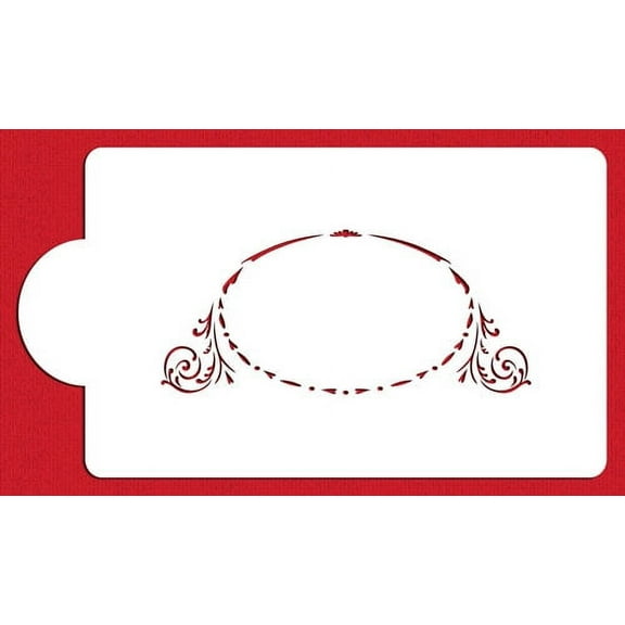 Designer Stencils C585 Large Monogram Oval Cake Stencil, Beige/semi-transparent