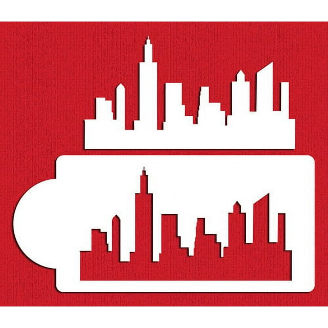 Designer Stencils C757 New York City Skyline Cake Stencil, Beige/semi-transparent