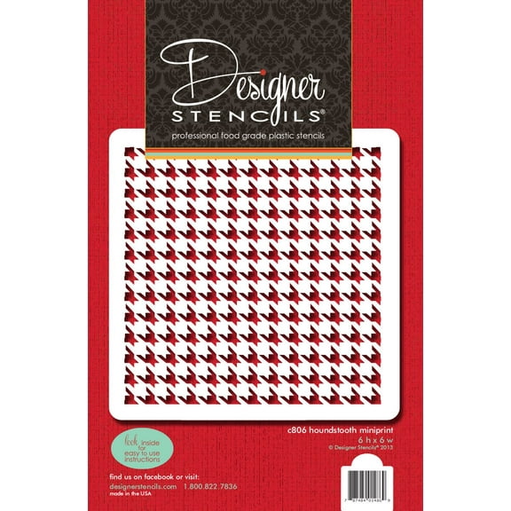 Designer Stencils C806 Houndstooth Miniprint Stencil, Beige/semi-transparent