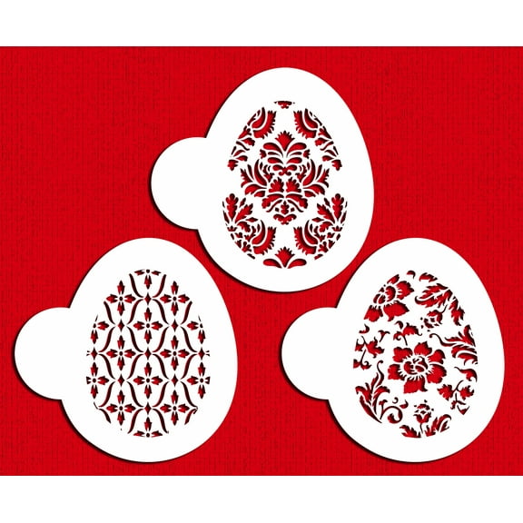 Designer Stencils Chic Easter Eggs Set cookie stencil, 3.75"H x 2.75"W, Beige/semi-transparent
