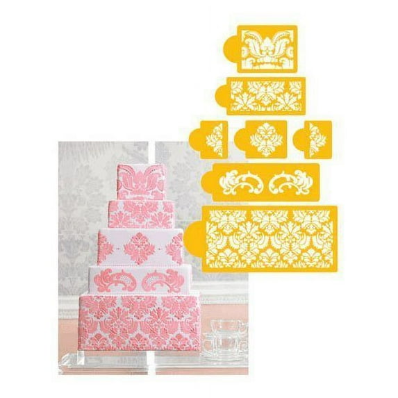 Designer Stencils Decorating Stencil Damask Cake 5-Tier Set