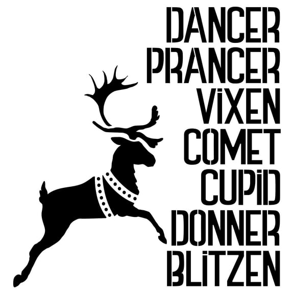 Designer Stencils FS086 Santa's Reindeer Stencil (10 mil plastic)