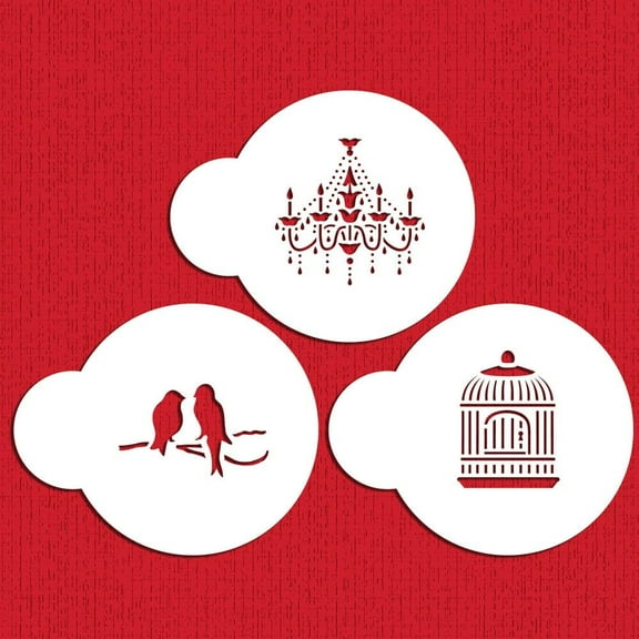 Designer Stencils Love Birds/Chandelier Stencil Set, Mini, Beige/Semi-Transparent