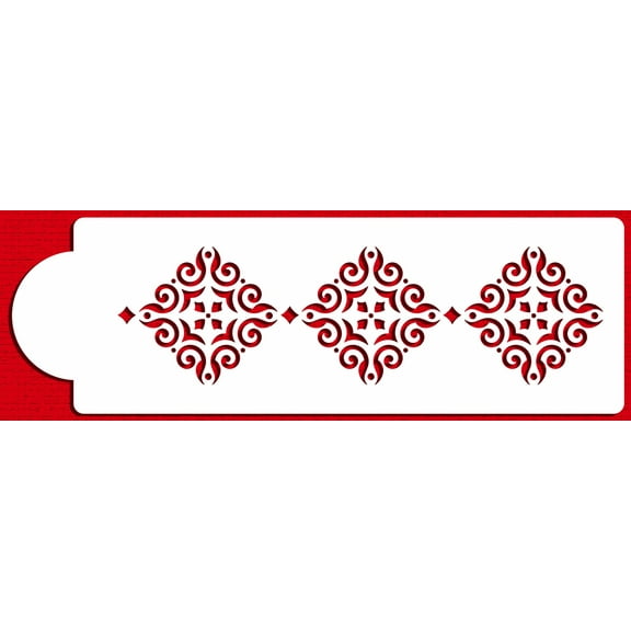 Designer Stencils Mexican Tile Cake Stencil Tier 2, Beige/semi-transparent, 3.4" X 11.9"