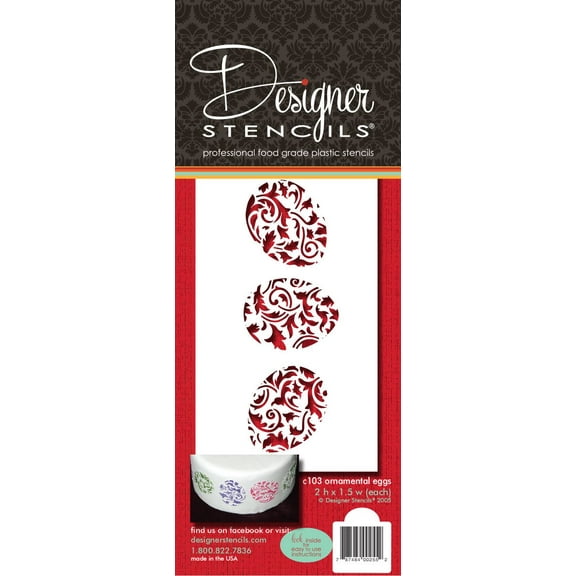 Designer Stencils Ornamental Eggs Cake Stencil, Beige/semi-transparent