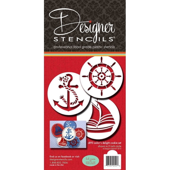 Designer Stencils Sailor's Delight Cookie Stencil Set, Beige/Semi-Transparent