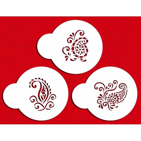 Designer Stencils Silk Paisley Cookie Stencils, Mini, Beige/Semi-Transparent
