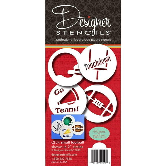 Designer Stencils Small Football Candy Stencils, Beige/semi-transparent