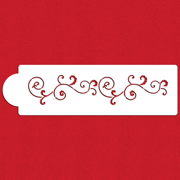 Designer Stencils Small Leafy Scroll Side Cake Stencil, Beige/Semi-Transparent