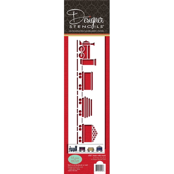 Designer Stencils Train with Track Cake foodgrade stencil, 2 X 11.3 inches