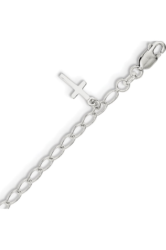 Designer Sterling Silver Cross Charm Child\'s Bracelet (Length=6) (Width=7) Made In India -Jewelry By Sweet Pea Creations