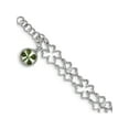 thumbnail image 1 of Designer Sterling Silver Plat. Plated Clover Epoxy & Shell Cz .5 Ext. Bracelet (Length=6.5) (Width=10.55) Made In China, 1 of 1