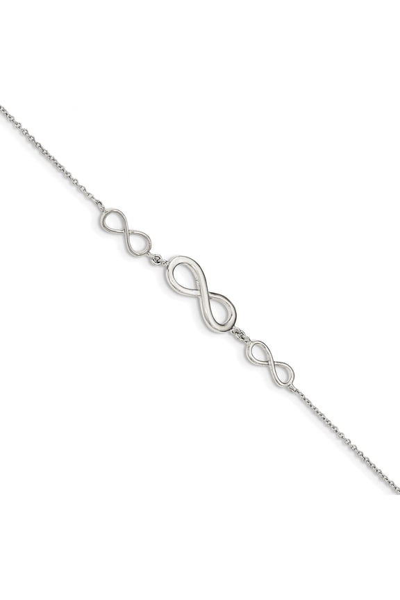 Designer Sterling Silver Polished Infinity Symbol Bracelet (Length=7.25) Made In China -Jewelry By Sweet Pea Creations