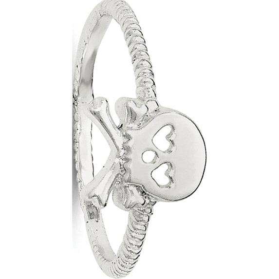 Designer Sterling Silver Polished & Textured Skull Crossbones Ring Made In China -Jewelry By Sweet Pea Creations