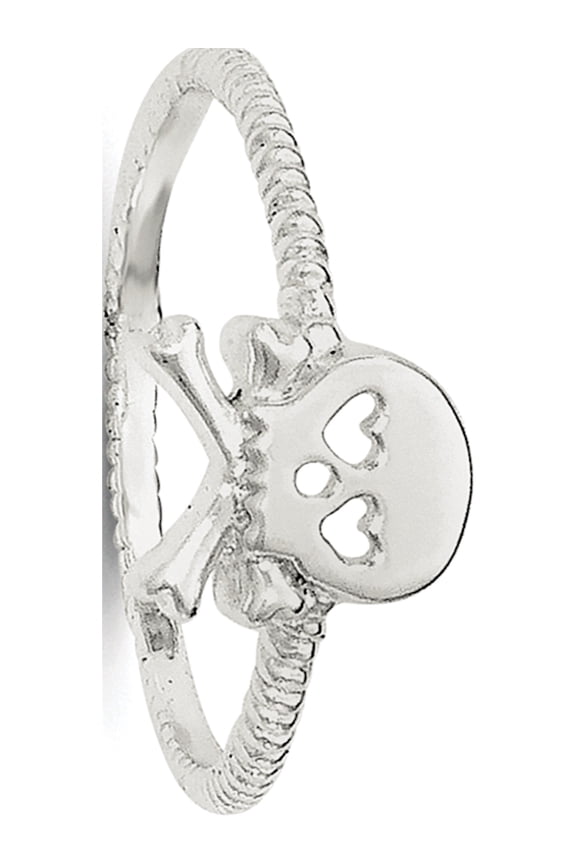 Designer Sterling Silver Polished & Textured Skull Crossbones Ring Made In China -Jewelry By Sweet Pea Creations