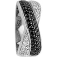 thumbnail image 1 of Designer Sterling Silver Rhodium Black & White Cz Crossed Ring Made In China -Jewelry By Sweet Pea Creations, 1 of 2