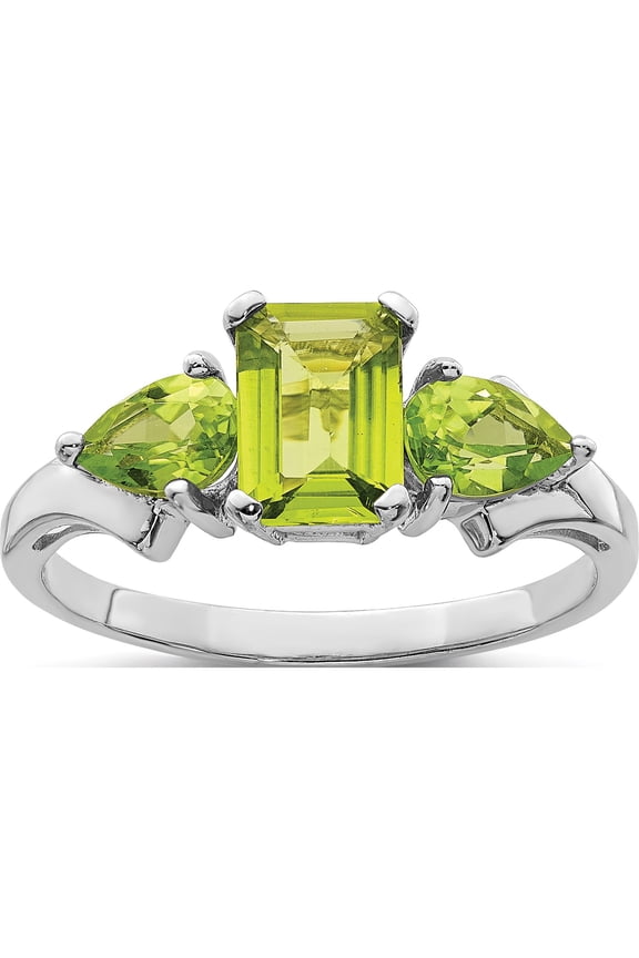 Sterling Silver Rhodium Peridot Ring