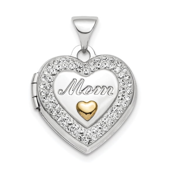 Jewelry by Sweet Pea Sterling Silver Rhodium-plated Gold-tone Preciosa Crystal Mom Heart Locket