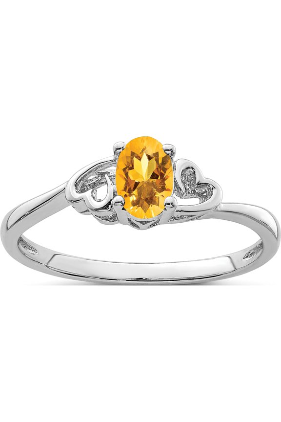 Designer Sterling Silver Rhodium-Plated Citrine Ring Made In China -Jewelry By Sweet Pea Creations