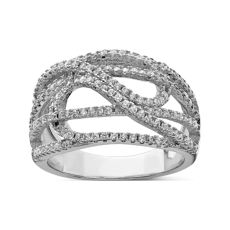 Designer deals sterling silver micro pave diamond (as-is) ring size 6