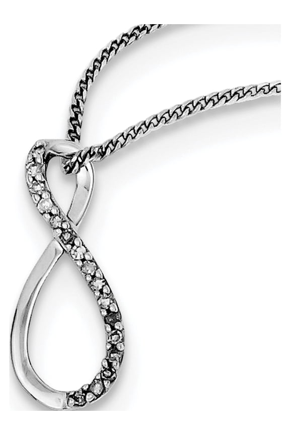 Designer Sterling Silver Rhodium Plated Diamond Accent Infinity Necklace (Length=18.00) Made In India -Jewelry By Sweet Pea Creations